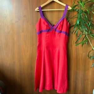 Beautiful Red Bespoke Summer Linen Dress